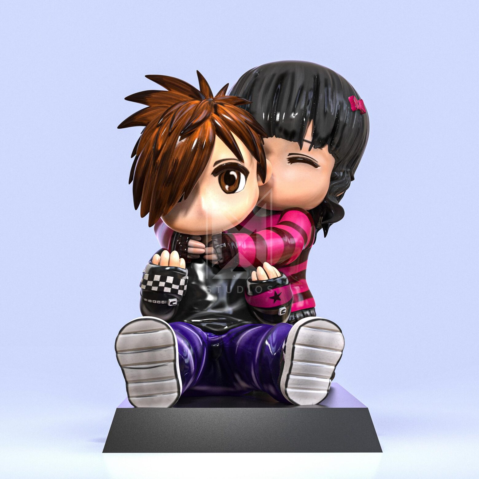 emo love couple 3d model fanart