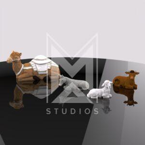 Christmas Manger Birth Pack Camel Ox Sheep Mule Animals 3d model stl