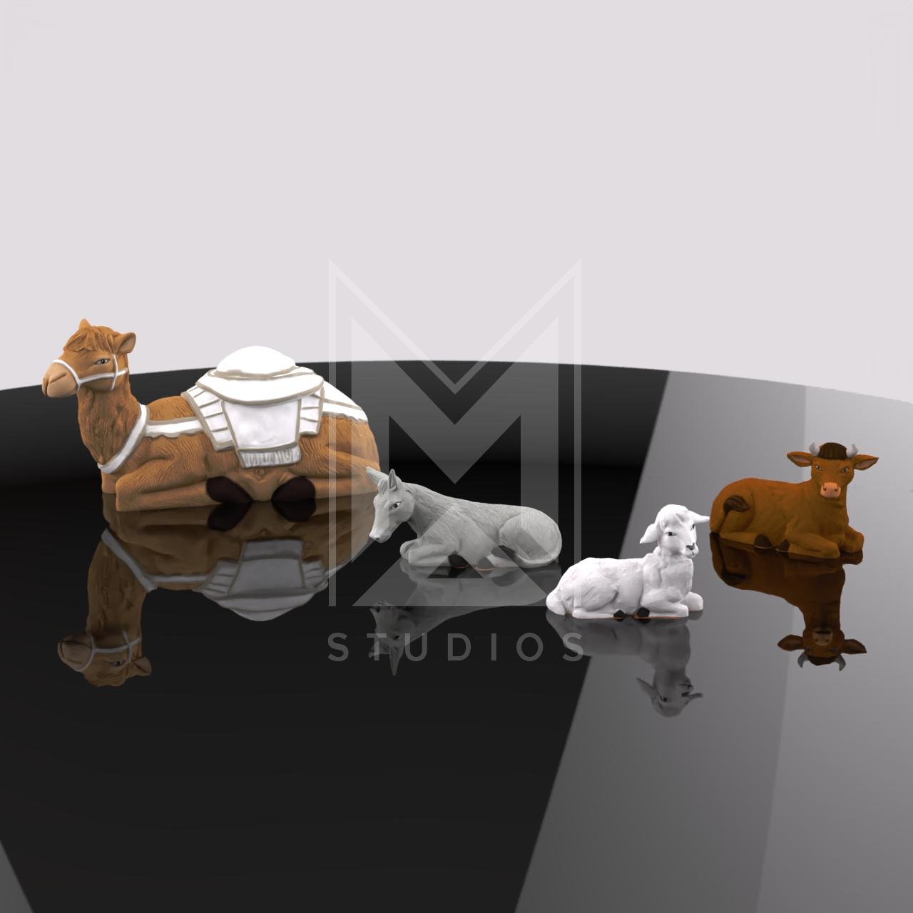 Christmas Manger Birth Pack Camel Ox Sheep Mule Animals 3d model stl