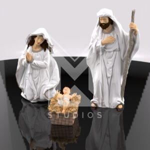 Christmas Manger Birth Pack Child cradle Baby Jesus Joseph Mary 3d model stl