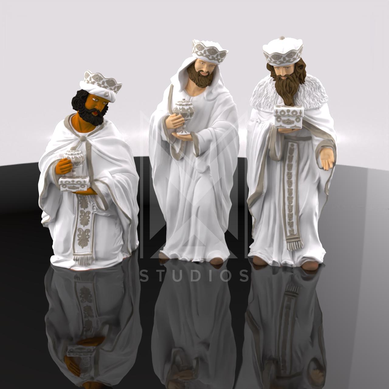 Christmas Crib Birth Pack Three Wise Melchior Caspar Balthazar 3d model stl