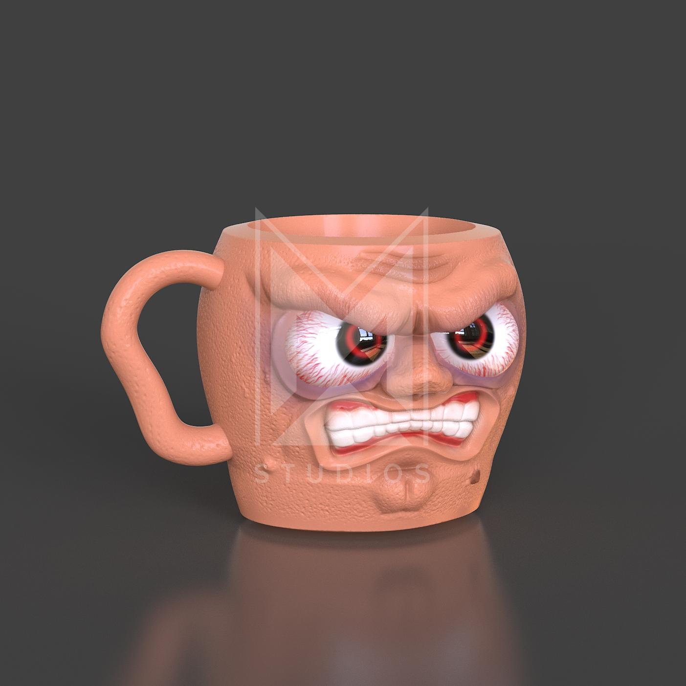 Cup Angry Upset Face Mug 3d model stl
